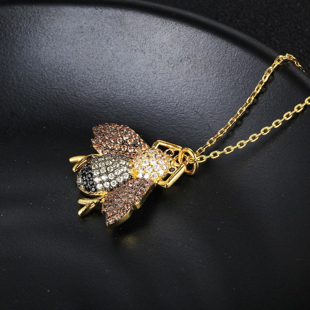 New Lovely Copper Little Bee Pendants Necklace Crystal Honey Necklace For Women Party Gifts Jewelry-Customized Jewel