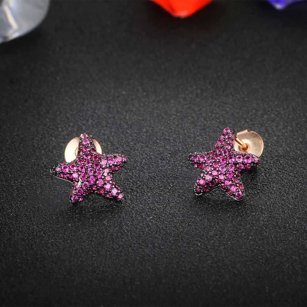 925 Sterling Silver Star Stud Earrings with CZ, Daly Jewelry Birthday Gift for Women-Customized Jewel