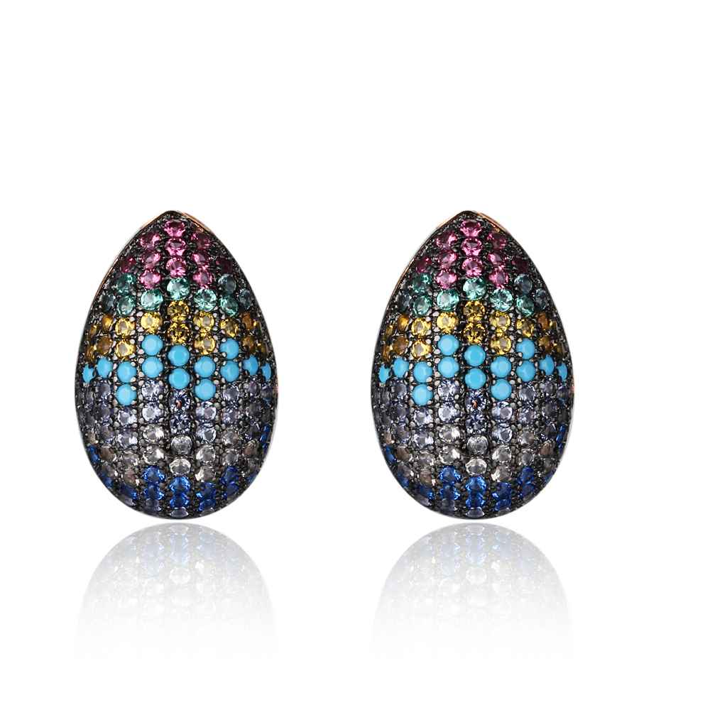 Colorful 925 Silver Egg Shape Fashion Stud Earrings, Special Classic Jewelry for Women-Customized Jewel