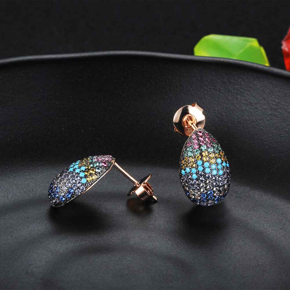 Colorful 925 Silver Egg Shape Fashion Stud Earrings, Special Classic Jewelry for Women-Customized Jewel