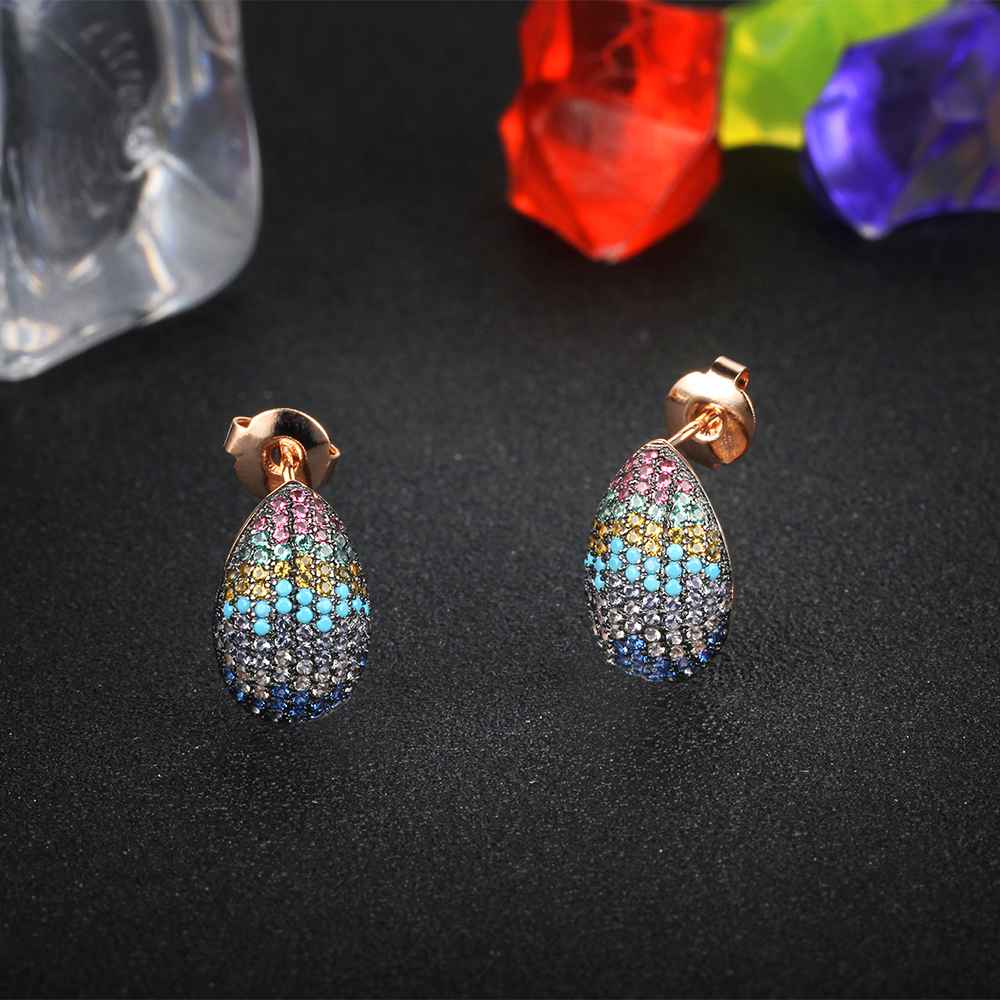 Colorful 925 Silver Egg Shape Fashion Stud Earrings, Special Classic Jewelry for Women-Customized Jewel