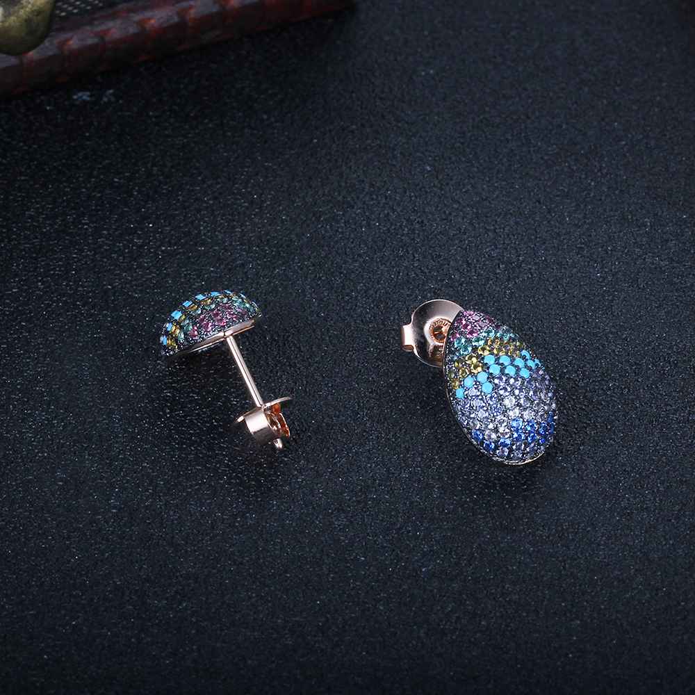 Colorful 925 Silver Egg Shape Fashion Stud Earrings, Special Classic Jewelry for Women-Customized Jewel