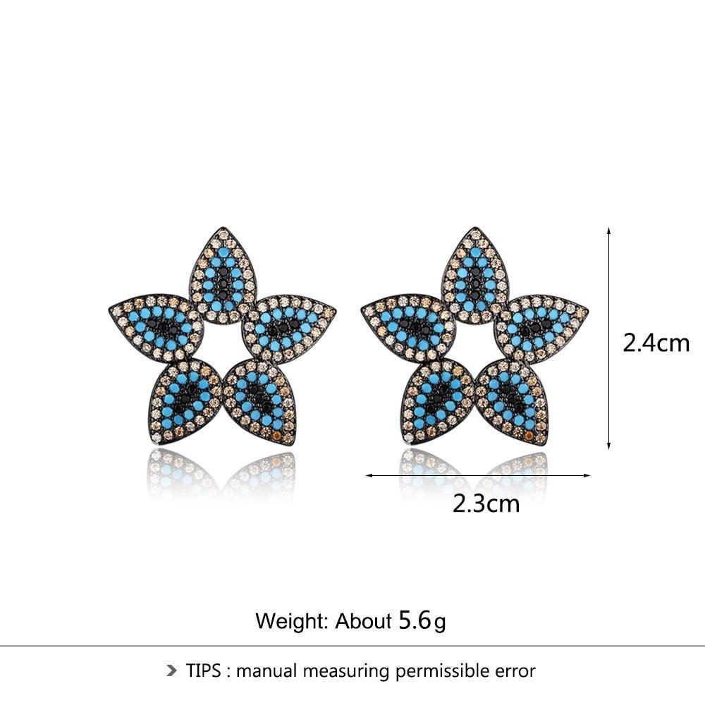 Trendy 925 Sterling Silver Blue Cubic Zirconia Flower Stud Earrings for Women, Fashion Jewelry Gift-Customized Jewel