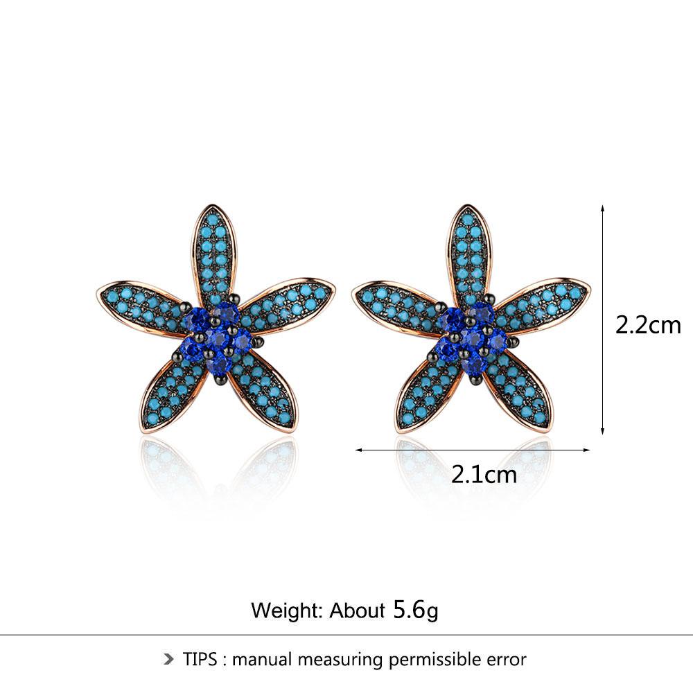 Unique 925 Silver Lilac Flower Stud Earrings with Blue Cubic Zirconia Stones, Fashion Jewelry Ear Stud, Best Gift Option for Women-Customized Jewel