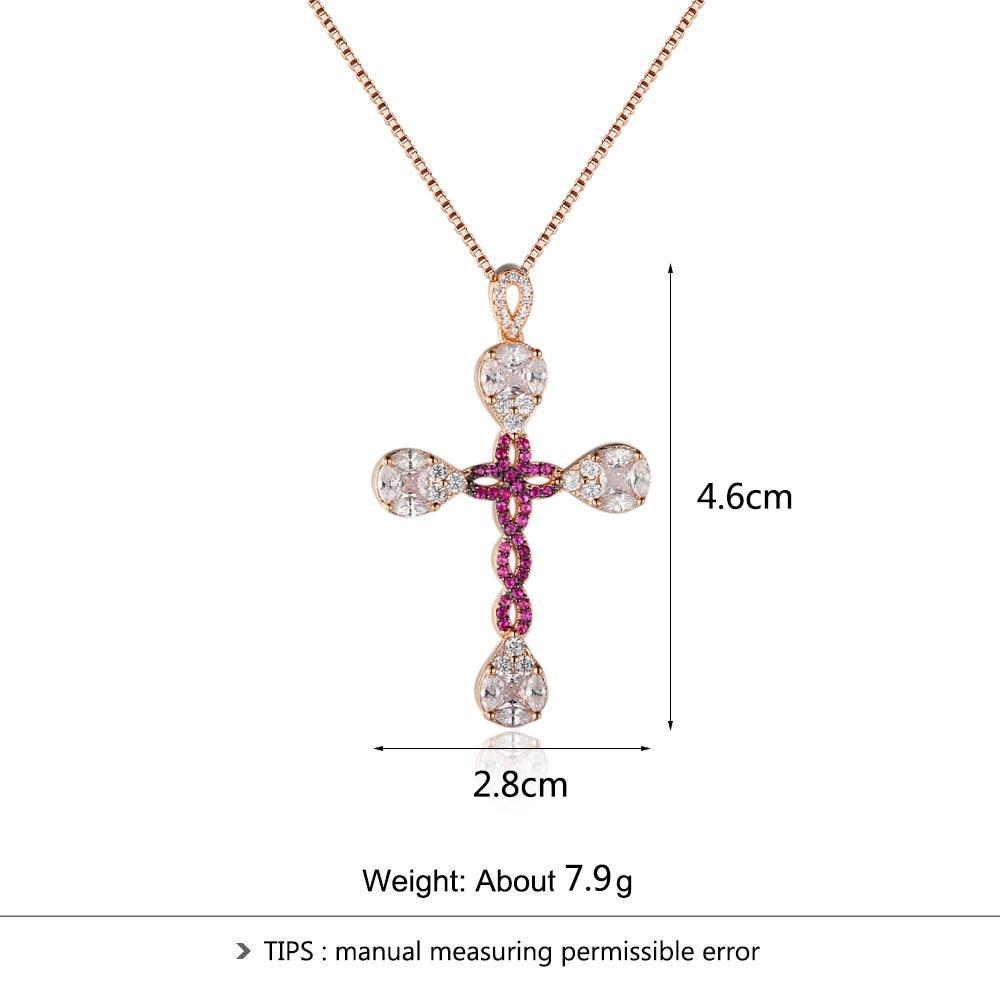 Personalized 925 Sterling Silver Unique Cross Cubic Zirconia Pendant Necklaces, Gift for Women-Customized Jewel