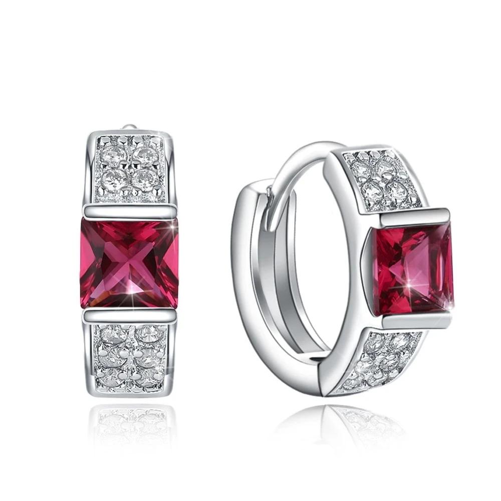 Hoop Earrings Red Color CZ Stone For Women-Customized Jewel