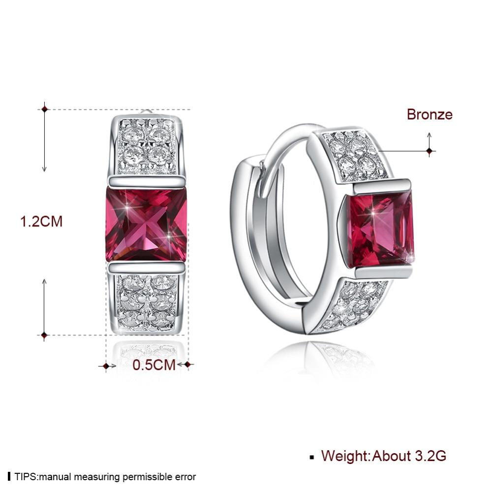 Hoop Earrings Red Color CZ Stone For Women-Customized Jewel
