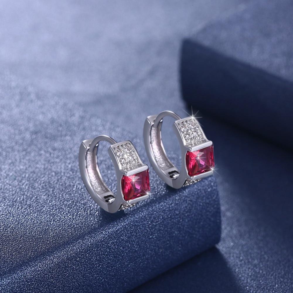 Hoop Earrings Red Color CZ Stone For Women-Customized Jewel
