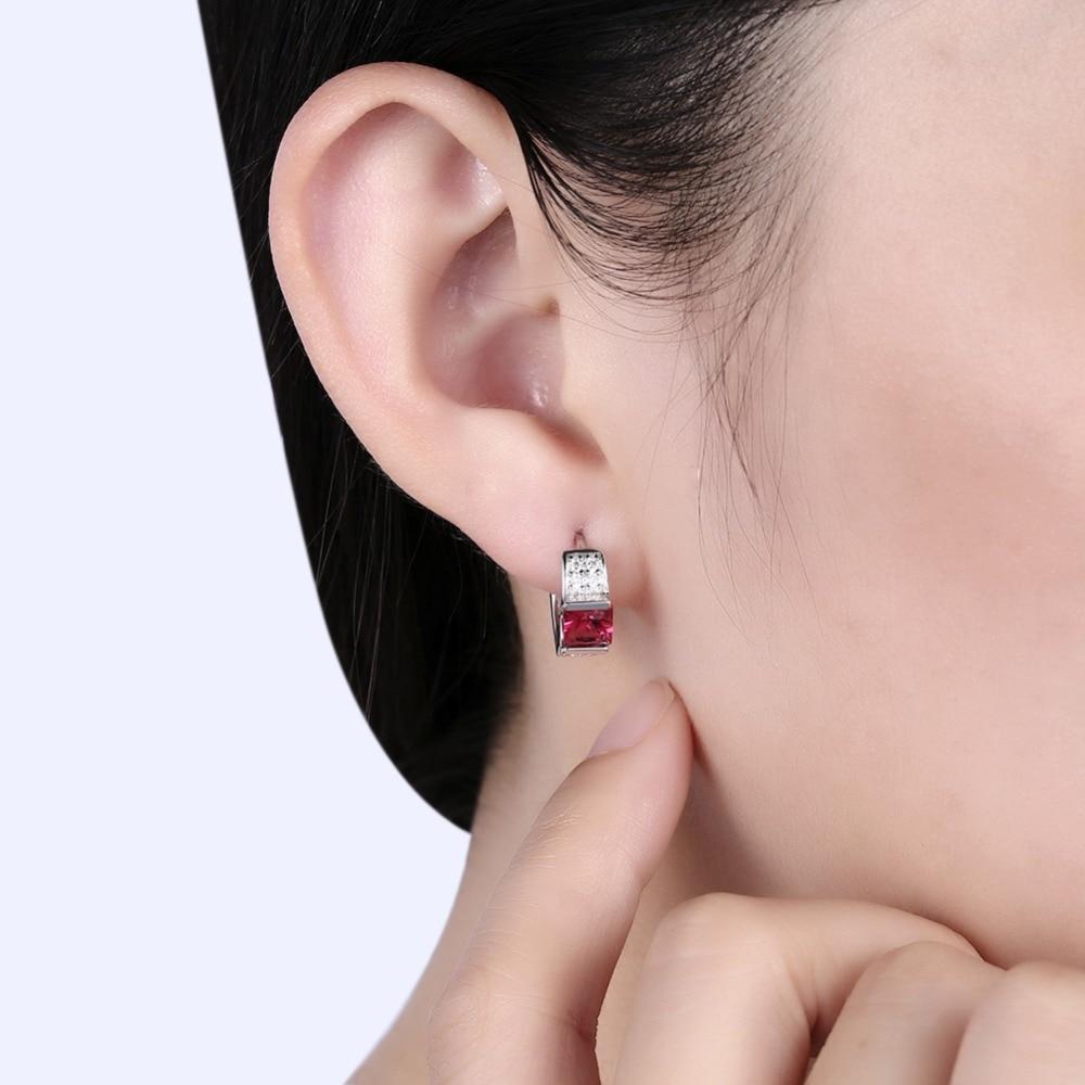 Hoop Earrings Red Color CZ Stone For Women-Customized Jewel