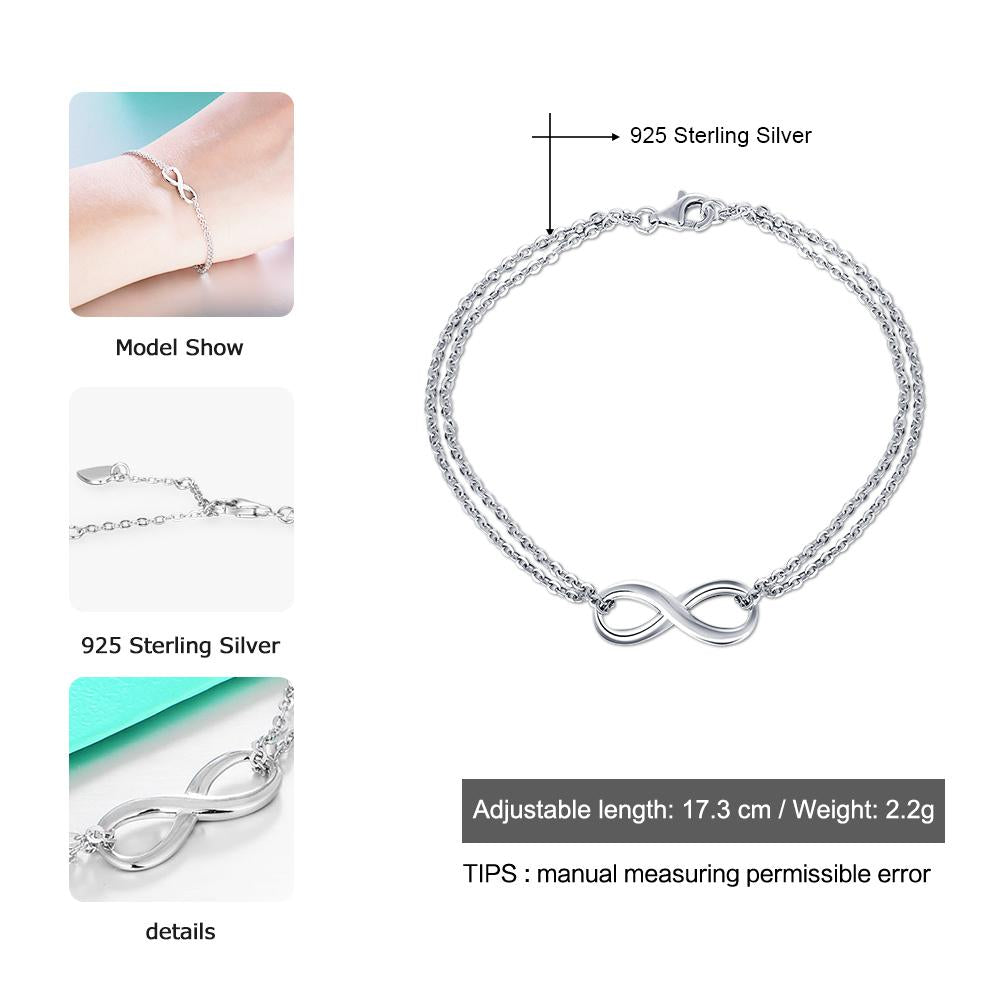 Infinity 925 Sterling Silver Trendy Bracelet for Women, Anniversary Bracelet & Bangles Gift for Women-Customized Jewel