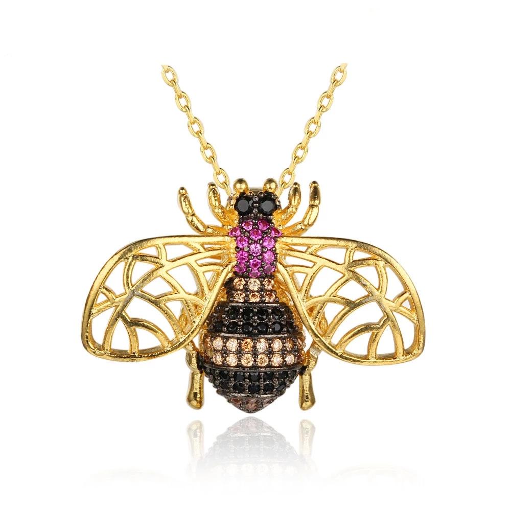 Crystal Vintage Bee Insect Necklace&Pendants For Women Pins Fashion Dress Coat Accessories Cute Jewelry-Customized Jewel
