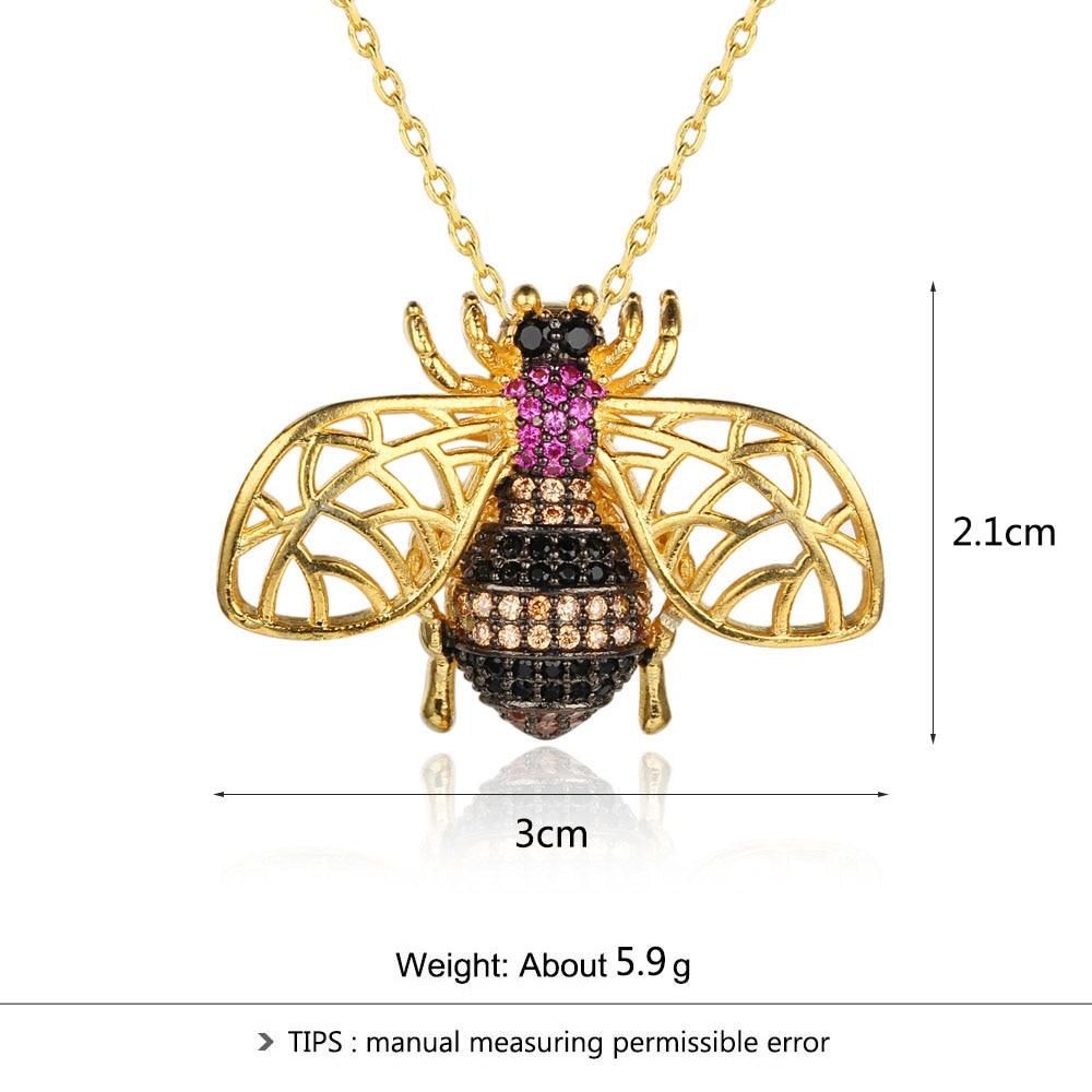 Crystal Vintage Bee Insect Necklace&Pendants For Women Pins Fashion Dress Coat Accessories Cute Jewelry-Customized Jewel