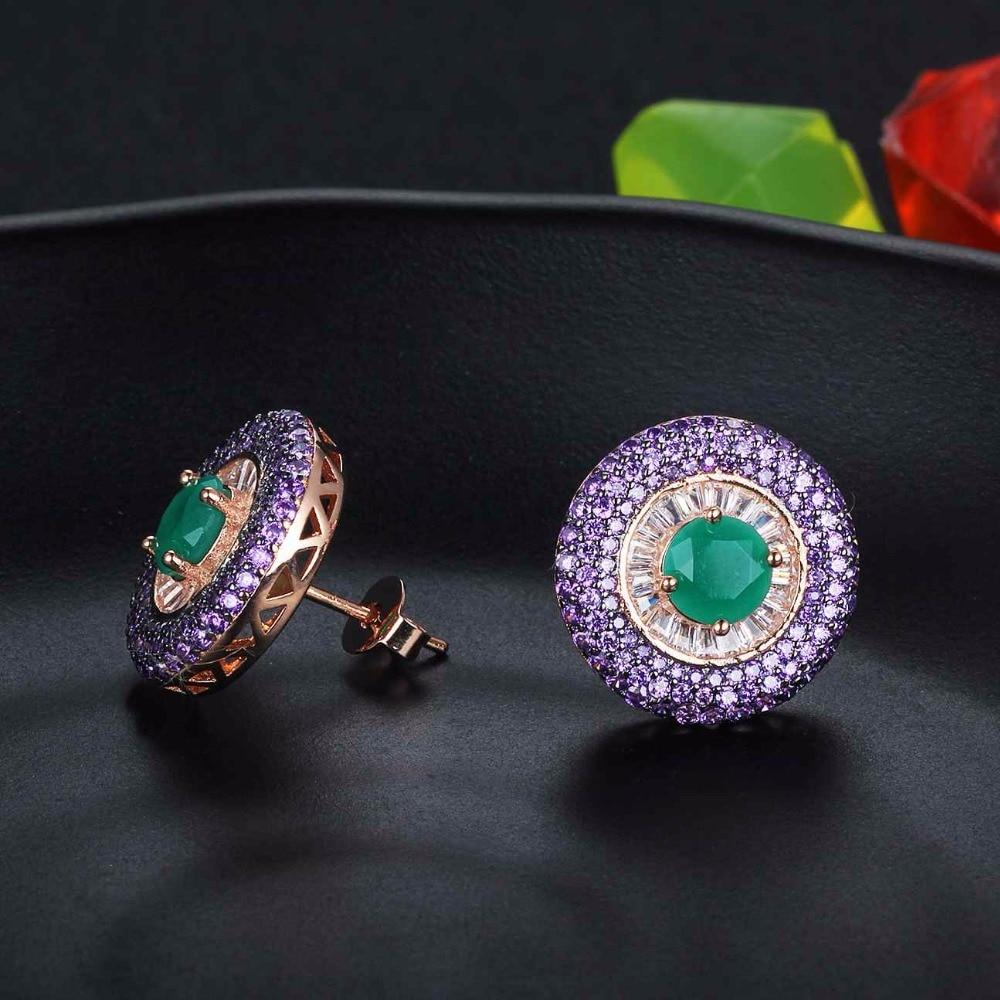 Pure Silver Stud Earrings Purple Button Earrings For Women Girl Fashion Birthday Party High Quality Jewelry-Customized Jewel