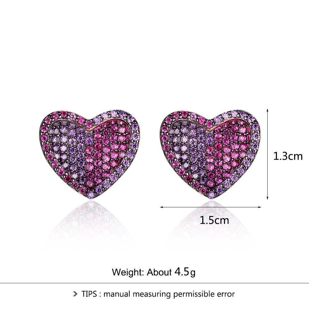 Unique 925 Silver Rose Red CZ Heart Stud Earrings for Women, Cute Designed Fashion Gift for Girlfriend-Customized Jewel