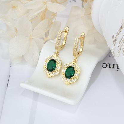 Trendy Green Cubic Zirconia Dangle Drop Earrings. Classic Jewelry for Women-Customized Jewel