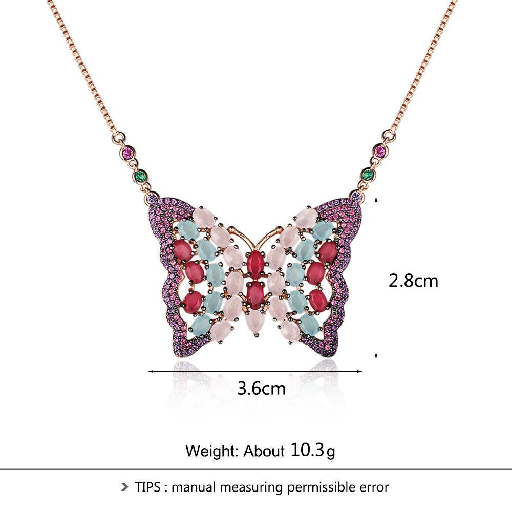 Silver Gold Necklaces Pendants Butterfly Cubic Zirconia For Women Lady Jewelry Party Decoration choker-Customized Jewel