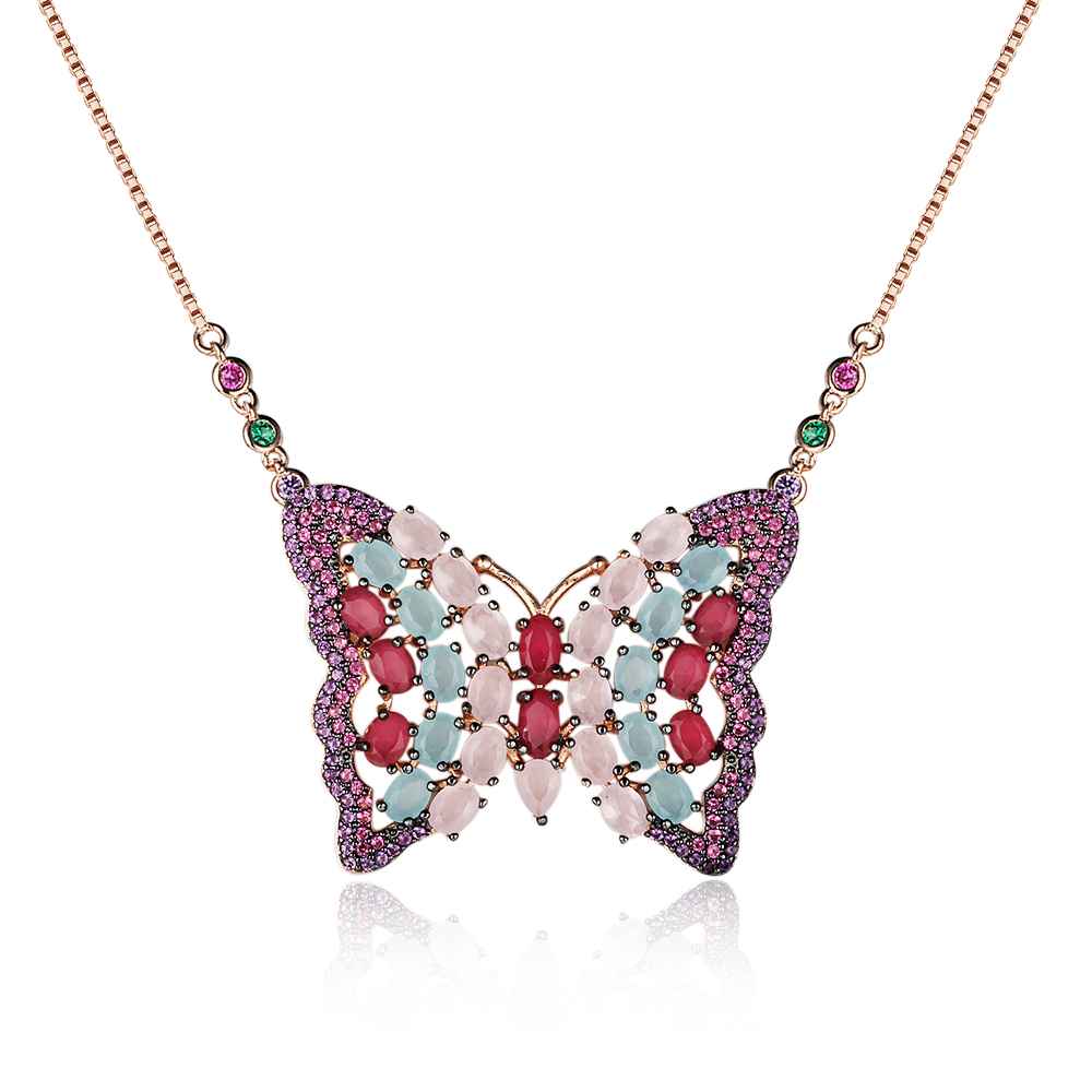 Silver Gold Necklaces Pendants Butterfly Cubic Zirconia For Women Lady Jewelry Party Decoration choker-Customized Jewel