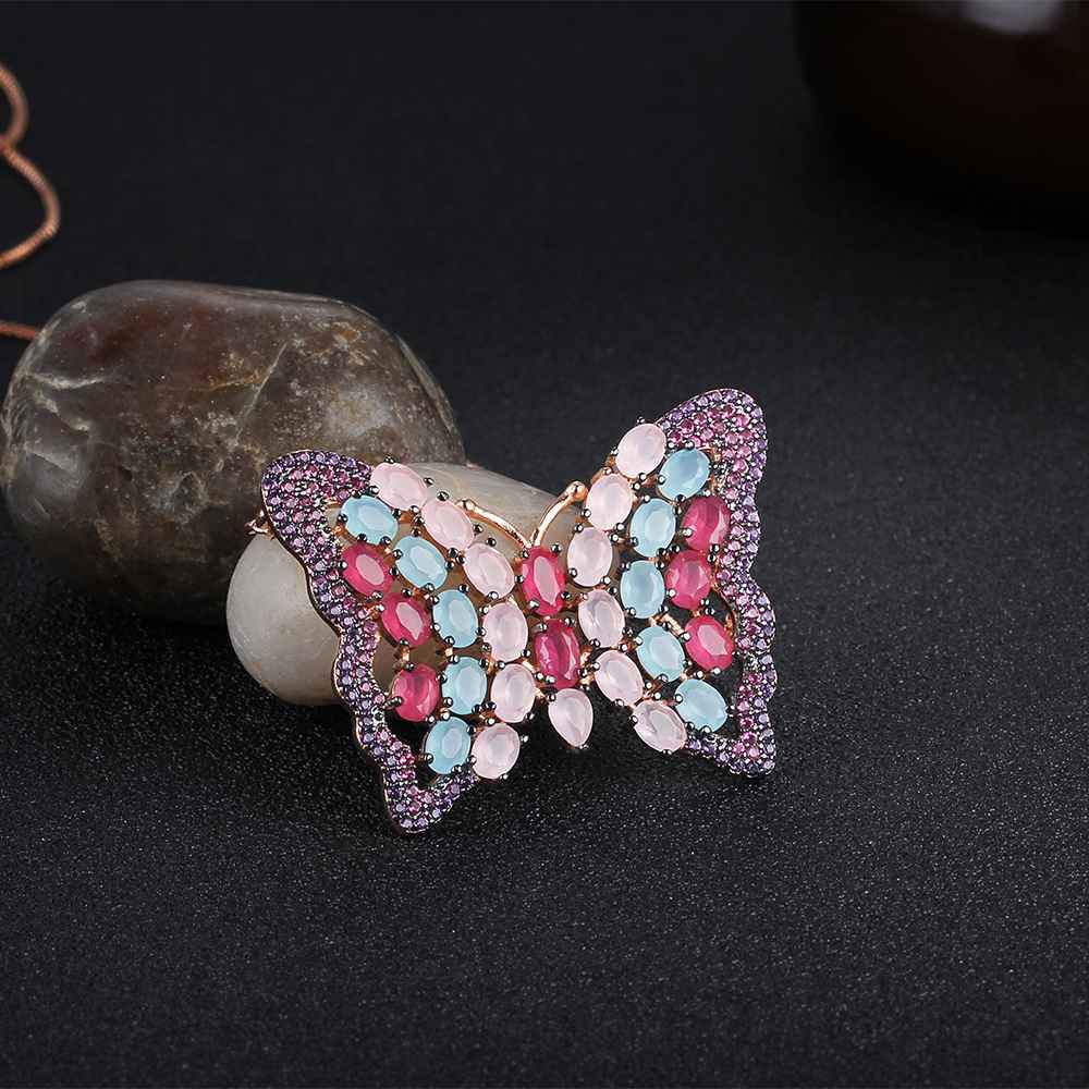 Silver Gold Necklaces Pendants Butterfly Cubic Zirconia For Women Lady Jewelry Party Decoration choker-Customized Jewel