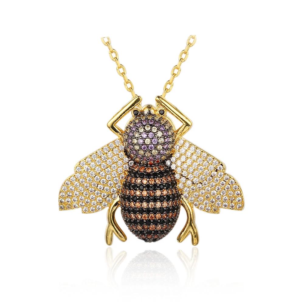 Cute Cubic Zirconia Bee Insect Necklace & Pendants For Women Gift Fashion Jewelry-Customized Jewel