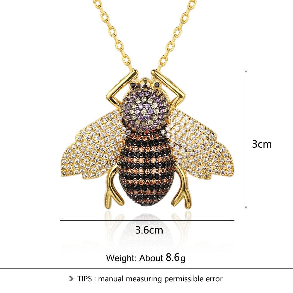 Cute Cubic Zirconia Bee Insect Necklace & Pendants For Women Gift Fashion Jewelry-Customized Jewel