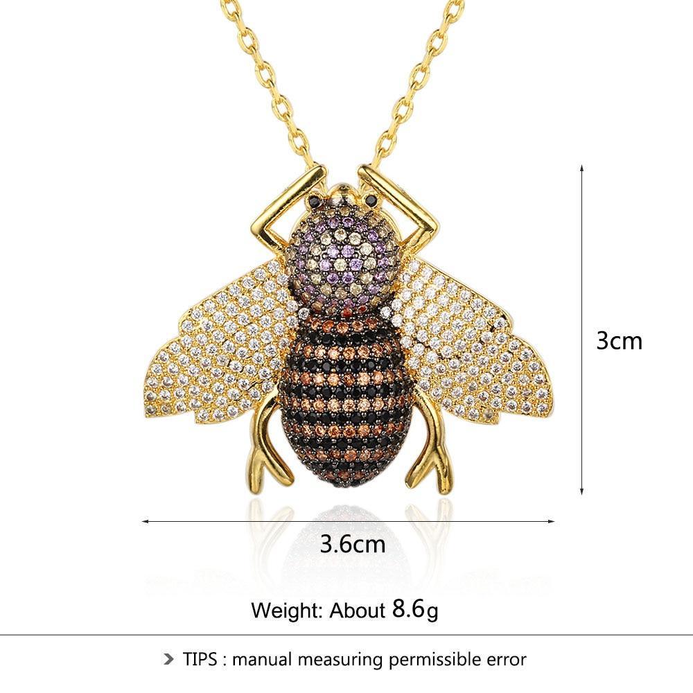 Cute Cubic Zirconia Bee Insect Necklace & Pendants For Women Gift Fashion Jewelry-Customized Jewel