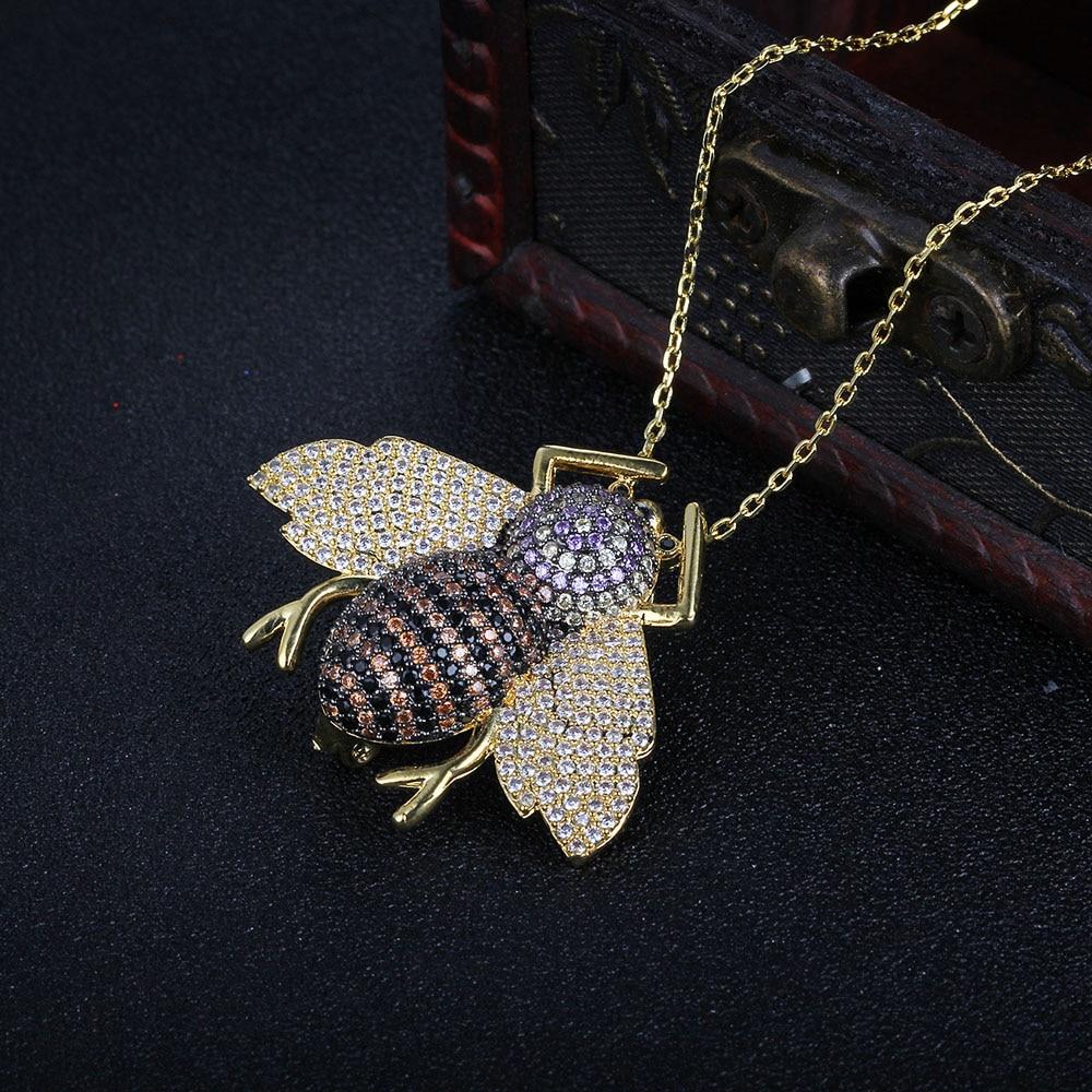 Cute Cubic Zirconia Bee Insect Necklace & Pendants For Women Gift Fashion Jewelry-Customized Jewel