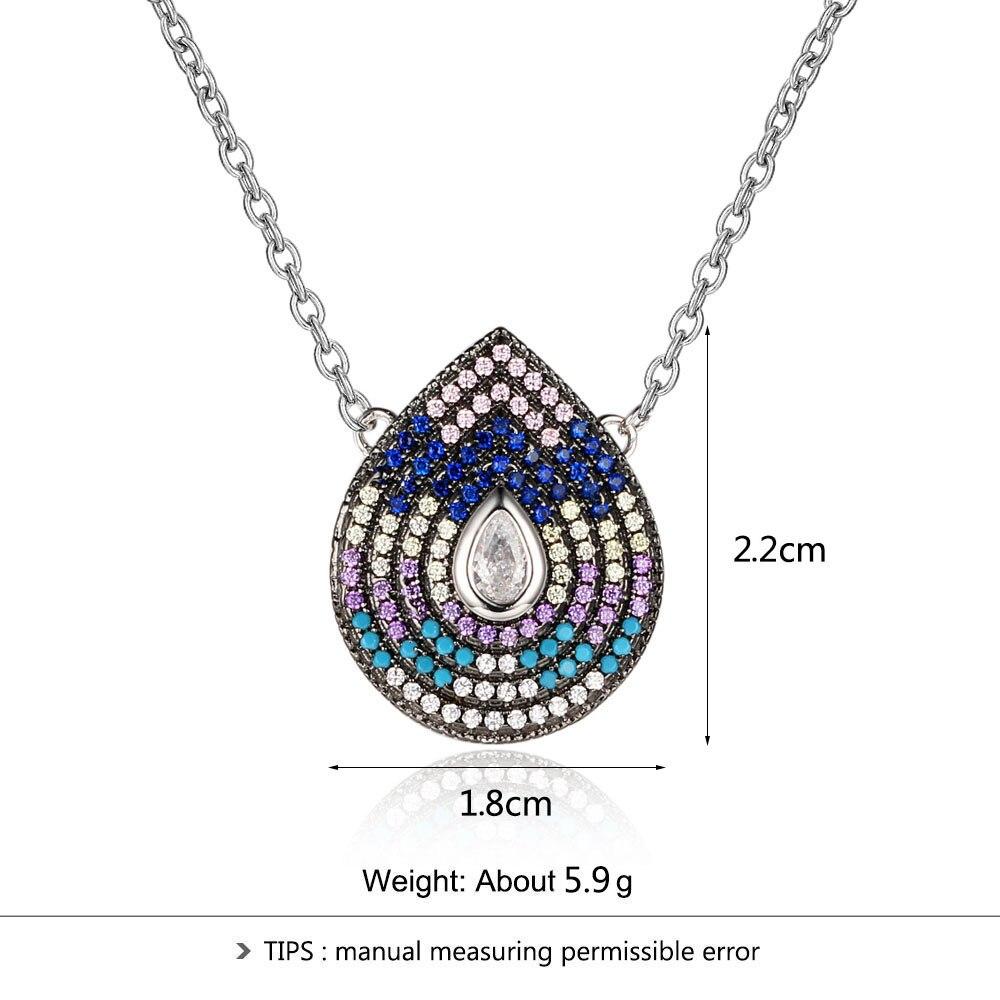 925 Sterling Silver Water Drop Pattern Cubic Zirconia Pendant Necklaces Gift for Women-Customized Jewel