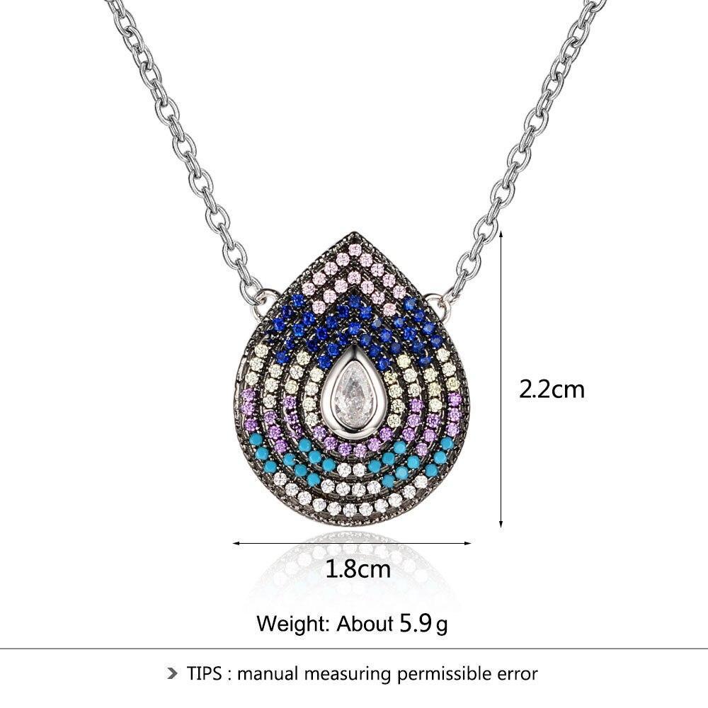 925 Sterling Silver Water Drop Pattern Cubic Zirconia Pendant Necklaces Gift for Women-Customized Jewel