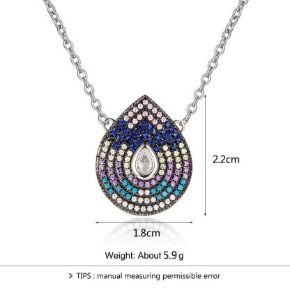 925 Sterling Silver Water Drop Pattern Cubic Zirconia Pendant Necklaces Gift for Women-Customized Jewel
