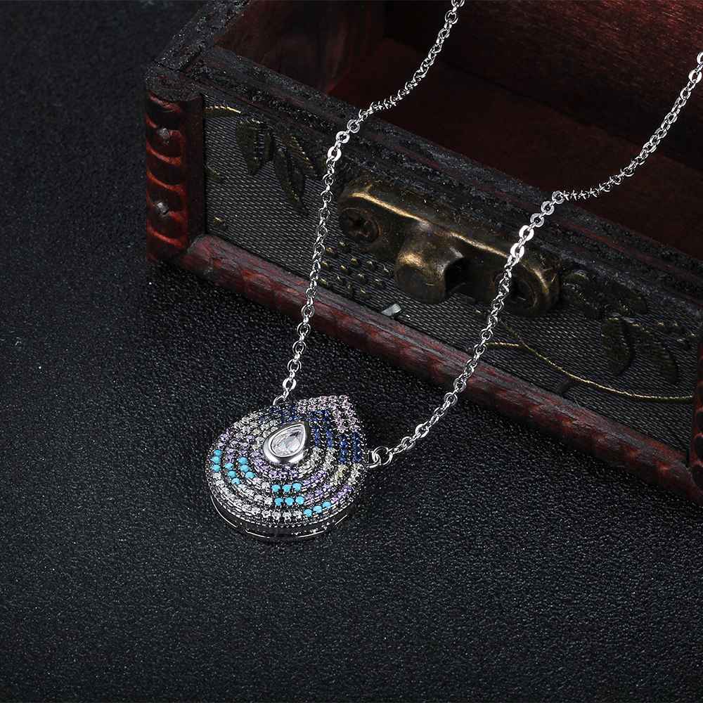 925 Sterling Silver Water Drop Pattern Cubic Zirconia Pendant Necklaces Gift for Women-Customized Jewel
