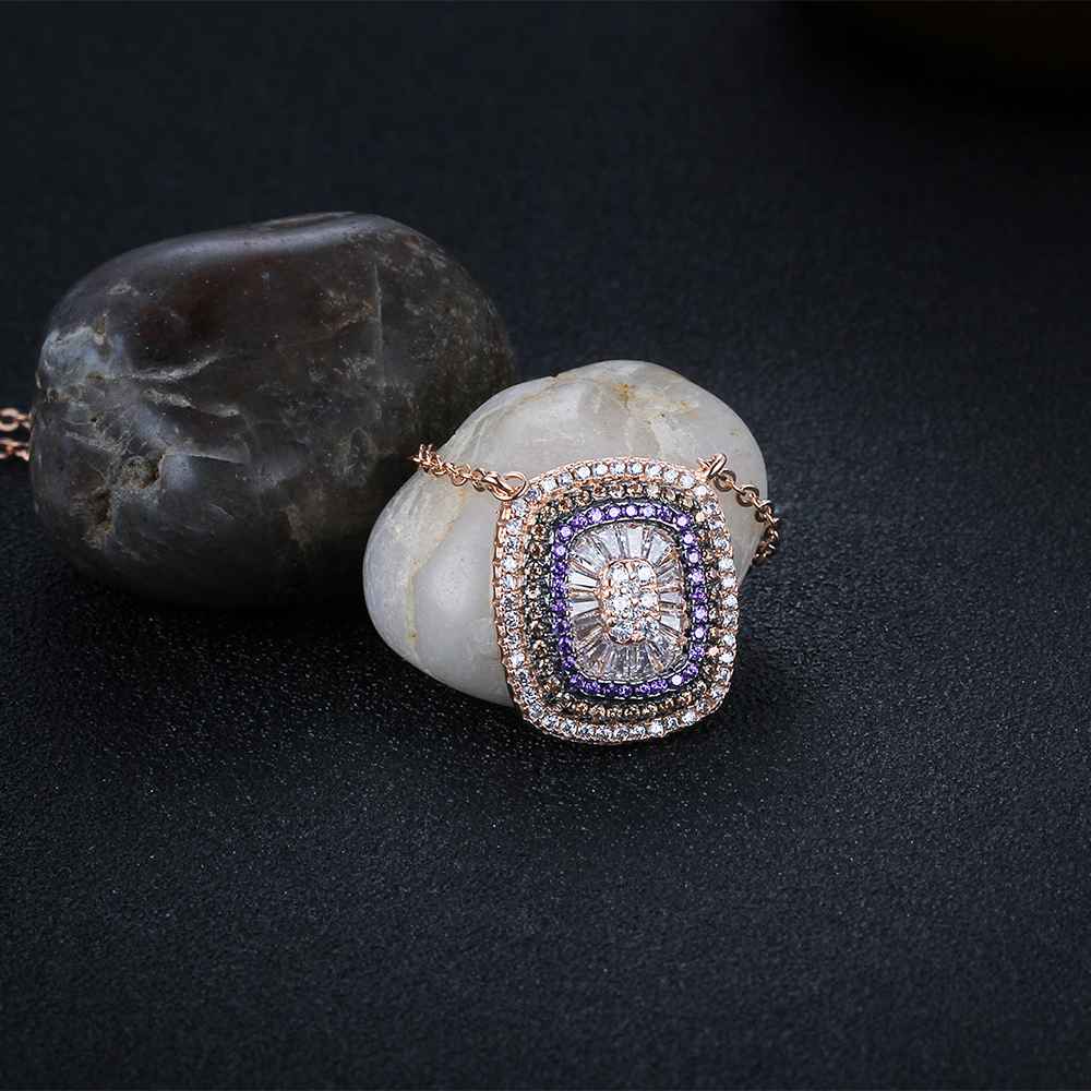 Fashion Jewelry 925 Sterling Silver Necklaces Pendants Button Pattern Cubic Zirconia For Women Trendy choker-Customized Jewel