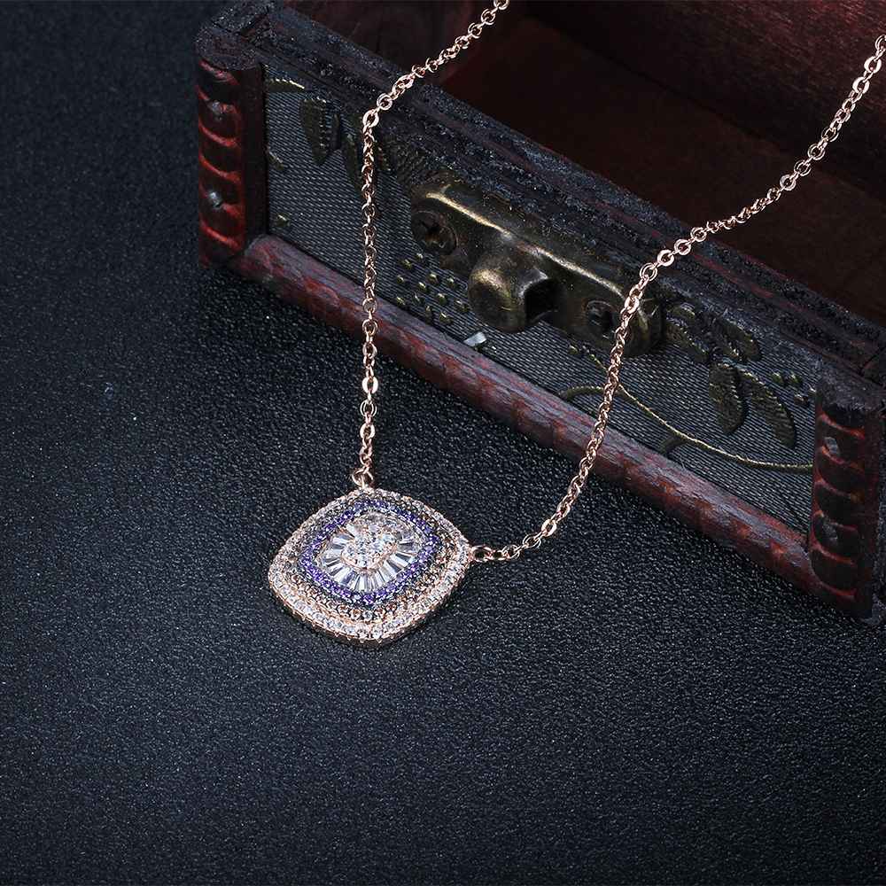 Fashion Jewelry 925 Sterling Silver Necklaces Pendants Button Pattern Cubic Zirconia For Women Trendy choker-Customized Jewel