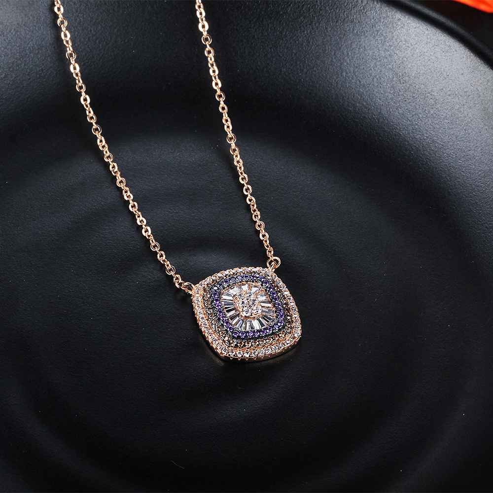 Fashion Jewelry 925 Sterling Silver Necklaces Pendants Button Pattern Cubic Zirconia For Women Trendy choker-Customized Jewel