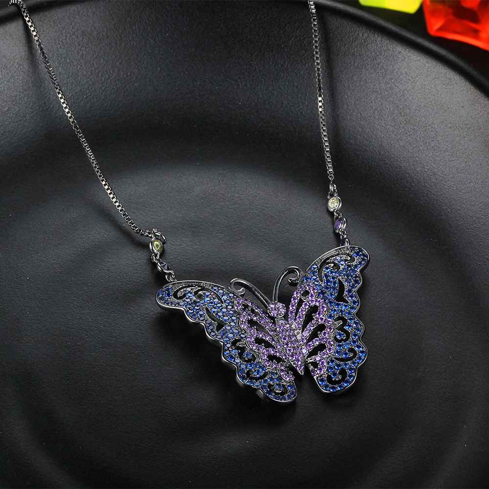 Promise 925 Sterling Silver Pendants High Quality Choker Butterfly Cubic Zirconia For Women Lady Jewelry-Customized Jewel