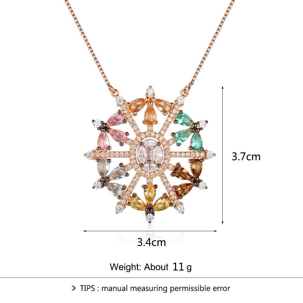 925 Sterling Silver Snowflake Cubic Zirconia Pendant Necklaces, Colorful & Charming Jewelry Gift for Women-Customized Jewel