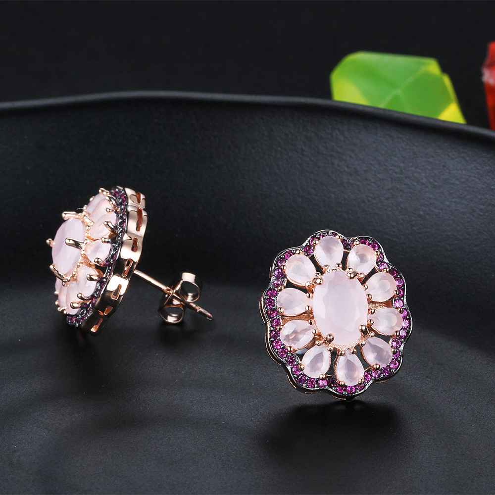 Romantic 925 Silver Stud Earrings Pink Daisy Earrings For Women Girl Trendy Jewelry Anniversary Gift-Customized Jewel