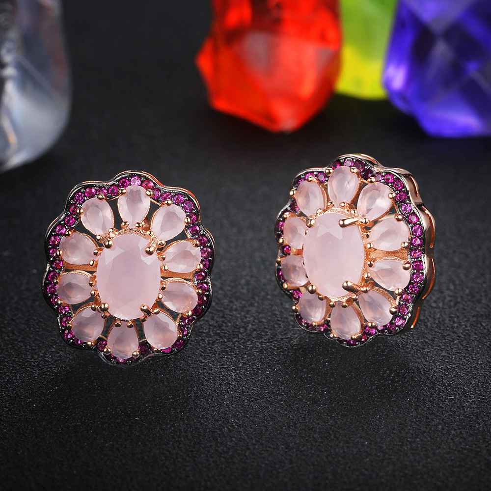 Romantic 925 Silver Stud Earrings Pink Daisy Earrings For Women Girl Trendy Jewelry Anniversary Gift-Customized Jewel