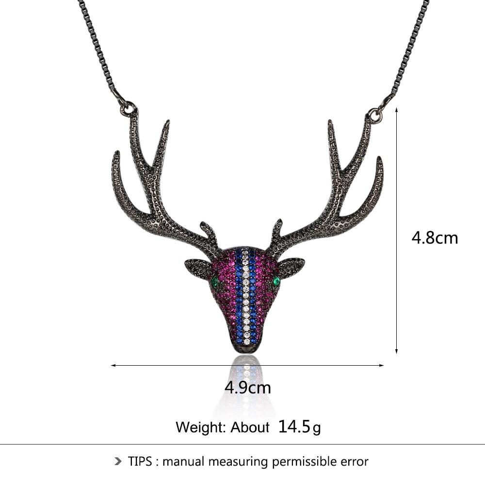 925 Sterling Silver Classic Cubic Zirconia Deer Pendant Choker Necklaces, Gift for Women-Customized Jewel