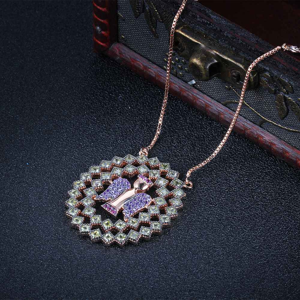 925 Sterling Silver Classic Choker Angel Pattern CZ Pendant Necklaces, Classic Choker Charming Gift for Women-Customized Jewel