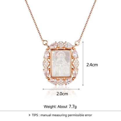 Personalized 925 Sterling Silver Unique Stone Deity Emboss Cubic Zirconia Necklaces, Trendy Gift for Women-Customized Jewel