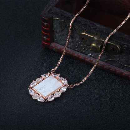 Personalized 925 Sterling Silver Unique Stone Deity Emboss Cubic Zirconia Necklaces, Trendy Gift for Women-Customized Jewel