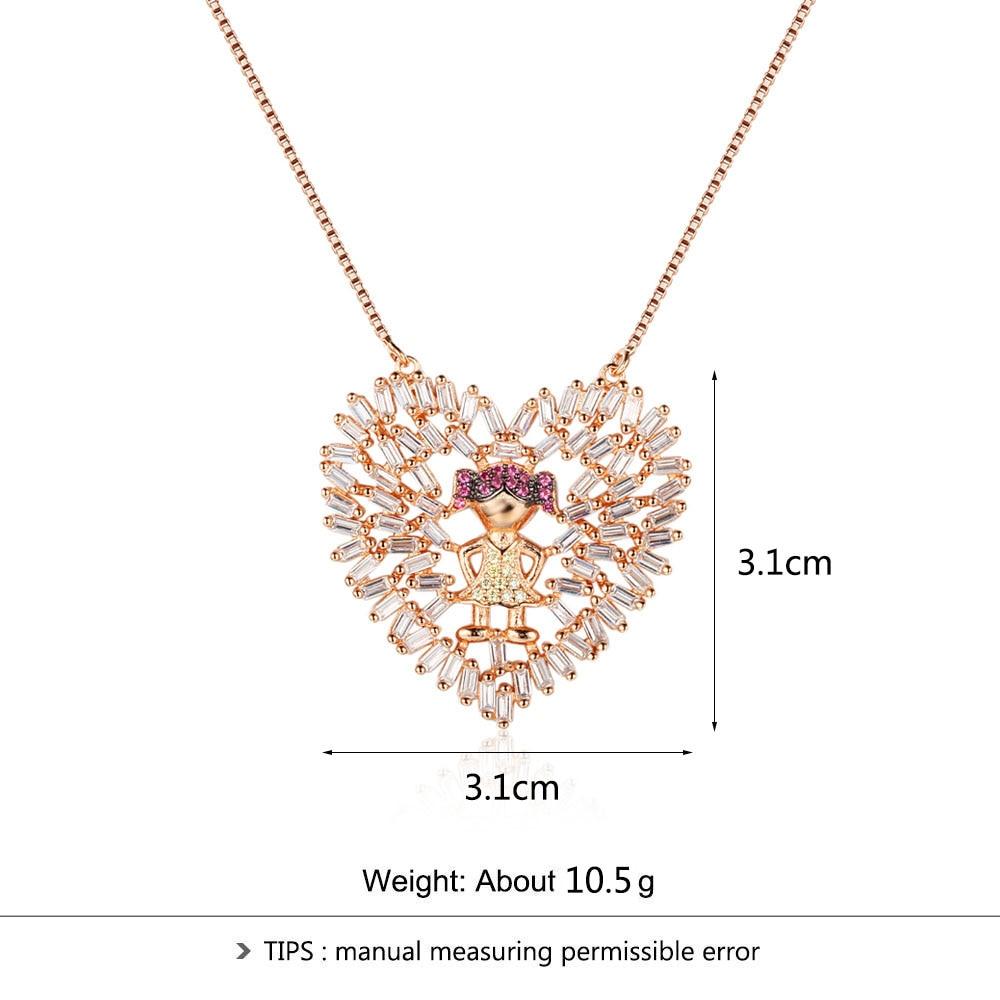 925 Sterling Silver Heart with Cute Girl Pattern Pendant Necklaces, Fashion Jewelry for Women-Customized Jewel