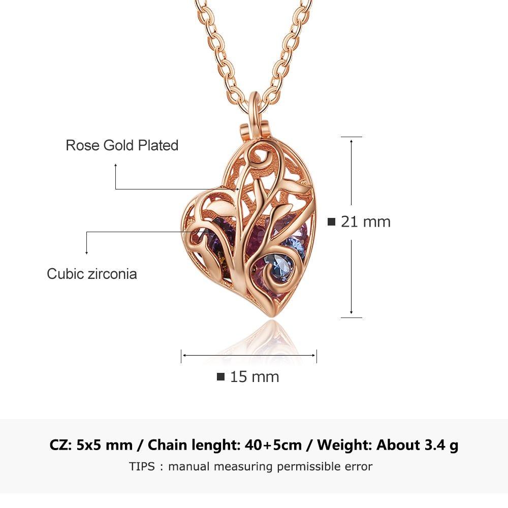 Heart Shape Hollow With Birthstone Personalized Gift Rose Gold Color 925 Sterling Silver Necklaces & Pendants-Customized Jewel