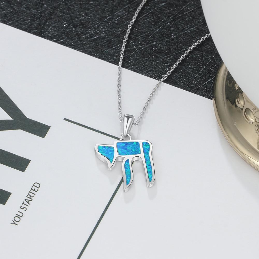 Pure Blue Opal Stone Silver Pendant Necklace-Customized Jewel