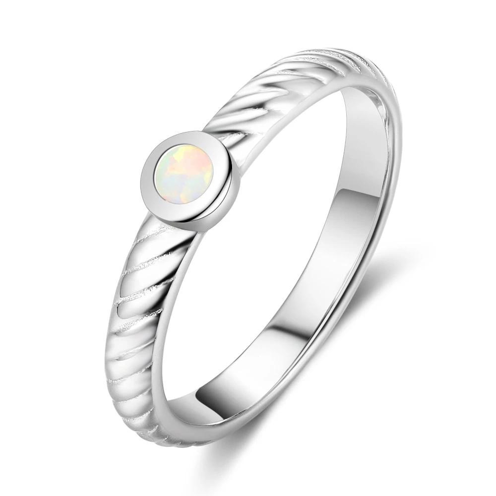 Classic Round Shape Opal Stone Ring Solid 925 Sterling Silver Jewelry Engagement Accessories Rings For Women-Customized Jewel