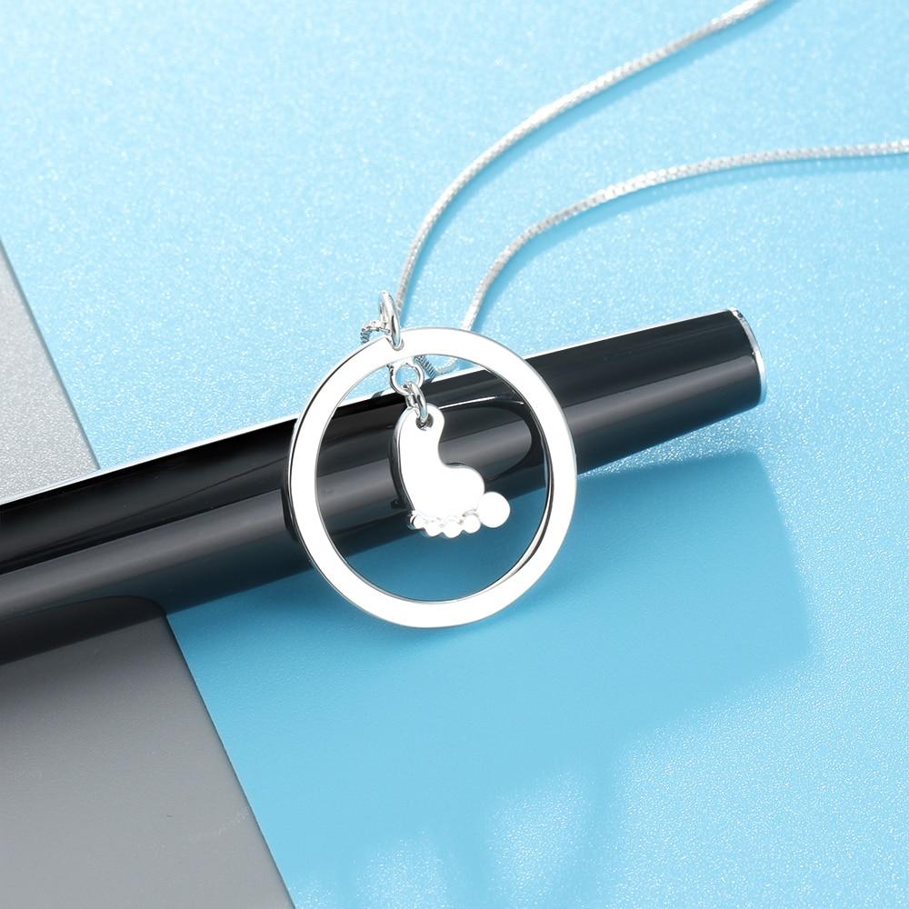 Personalized Women’s 925 Sterling Silver Name Necklace with Feet Shape Round Hollow Pendant, Trendy Fashion Jewelry for Girls-Customized Jewel