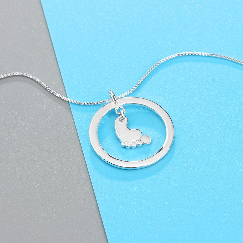 Personalized Women’s 925 Sterling Silver Name Necklace with Feet Shape Round Hollow Pendant, Trendy Fashion Jewelry for Girls-Customized Jewel