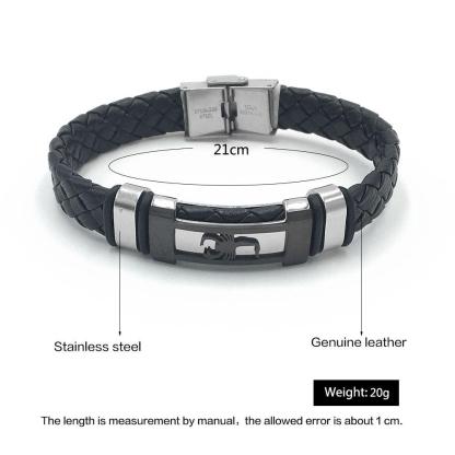 Trendy Genuine Leather Stainless Steel Bracelets for Men, Scorpio Design Plate Wristband, Jewelry Gift-Customized Jewel