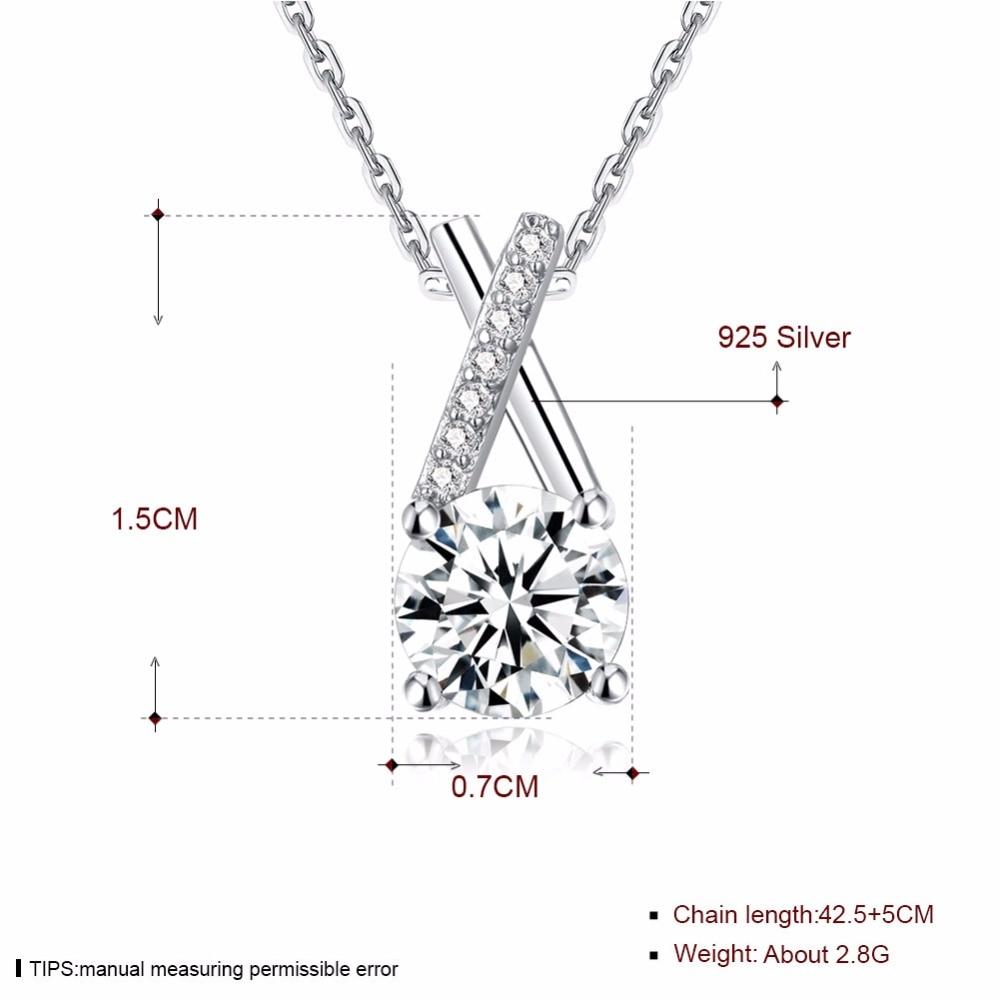Women’s 925 Sterling Silver Necklace with Round Cubic Zirconia, Cross Design Fashion Pendant Necklace, Trendy Jewelry-Customized Jewel