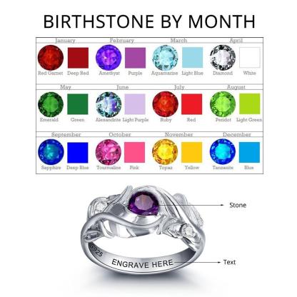 Personalized 925 Sterling Silver Leaf Rings for Women – Engraved Name – Custom Birthstone – Trendy Jewelry with Free Gift Box-Customized Jewel